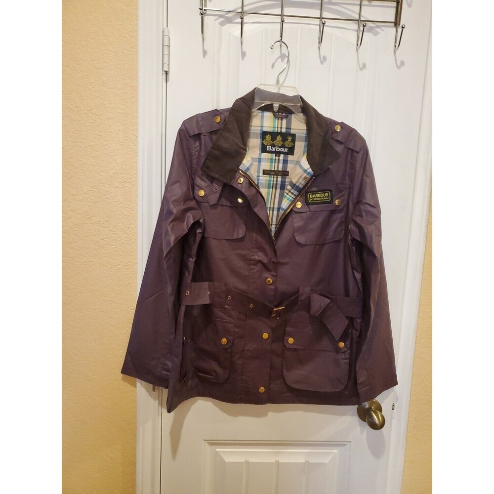 Barbour International Purple Waterproof Breathable Belted Jacket sz S - Picture 4 of 16